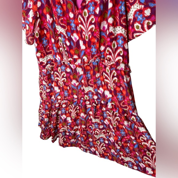 By Anthropologie Robin Tiered Mini Dress Women’s Size Medium in Raspberry Pink - Picture 2 of 10